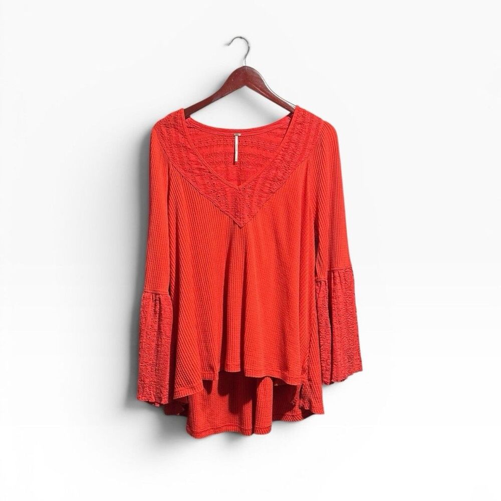 Free People Parisian Nights Blouse Women's Large Bell Sleeve Bohemian Top